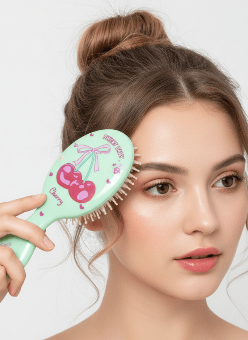 Cepillo para Cabello Diseño Cerezas Colores Pastel – Mayoreo 12 Piezas - Safiye