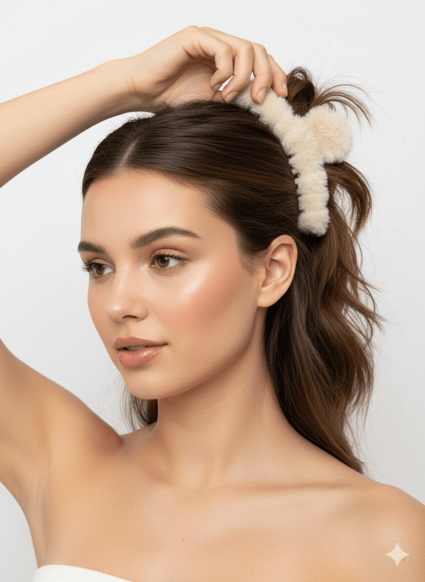 Pinza para Cabello Cubierta de Peluche – Caja Mayoreo 12 Piezas - Safiye