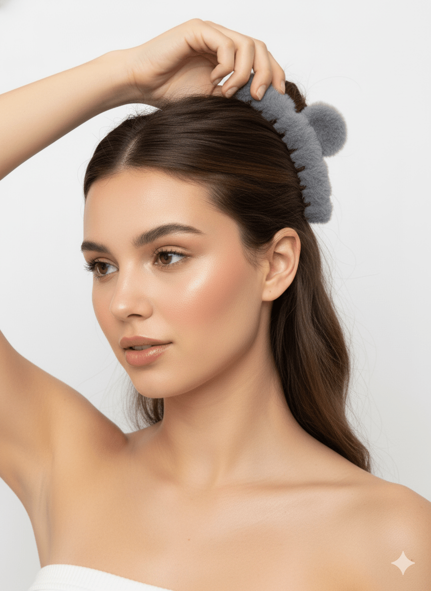 Pinza para Cabello Cubierta de Peluche – Caja Mayoreo 12 Piezas - Safiye