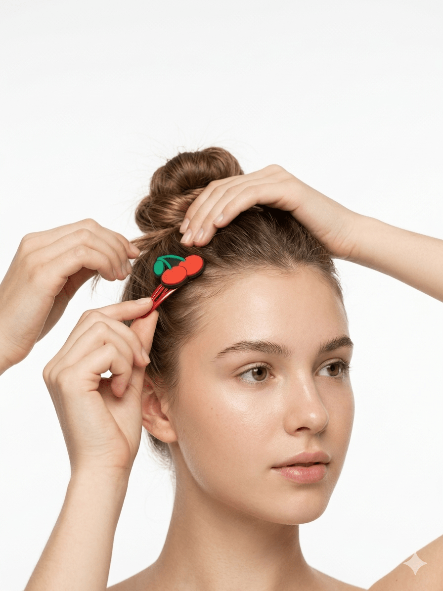 Cucas para Cabello Diseño Cerezas Rojas – Mayoreo 12 sets con 6 piezas - Safiye