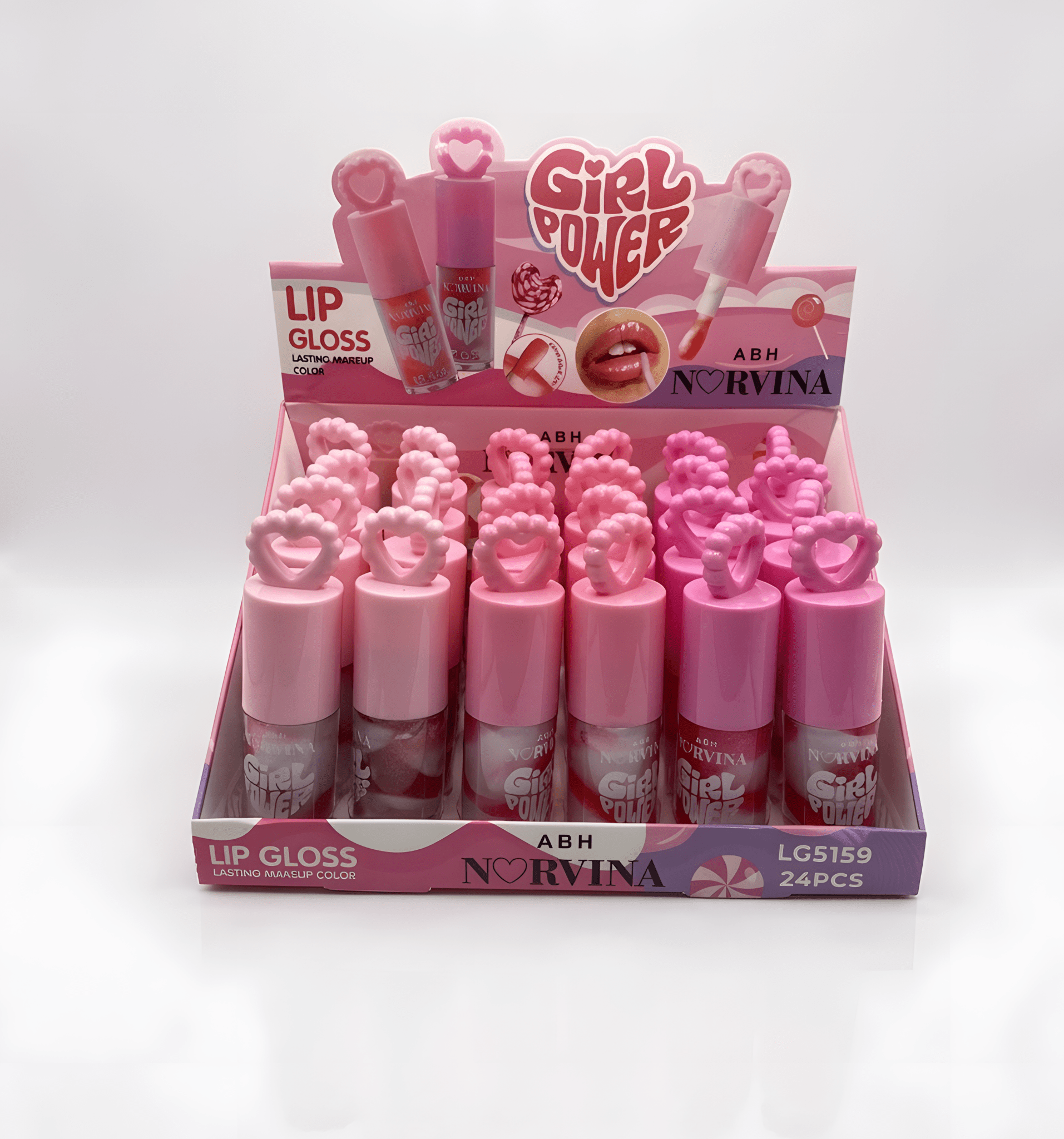Lip Gloss Caramelo Rosado Glossy Brillante – 24 Piezas mayoreo - Safiye