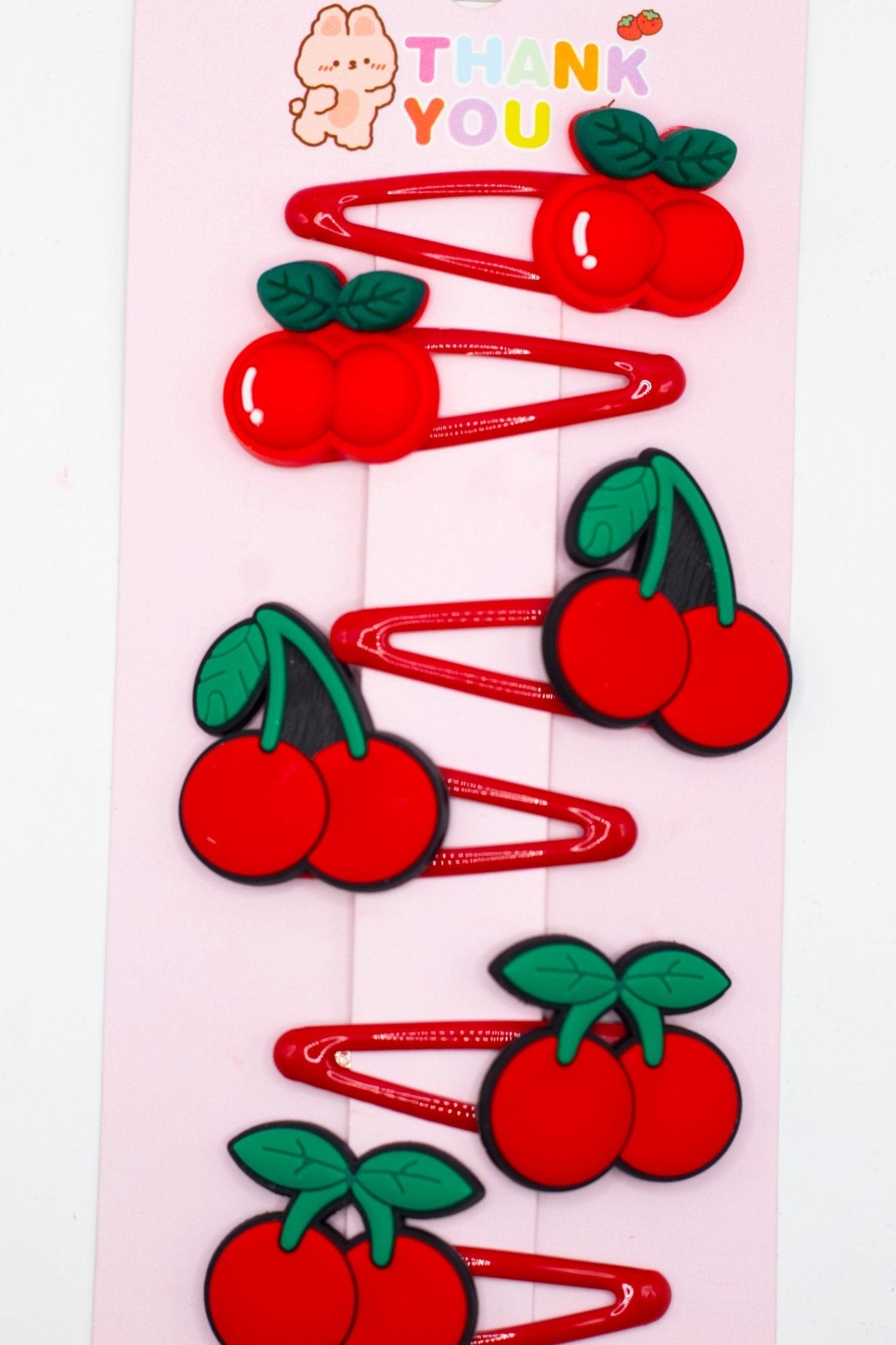 Cucas para Cabello Diseño Cerezas Rojas – Mayoreo 12 sets con 6 piezas - Safiye