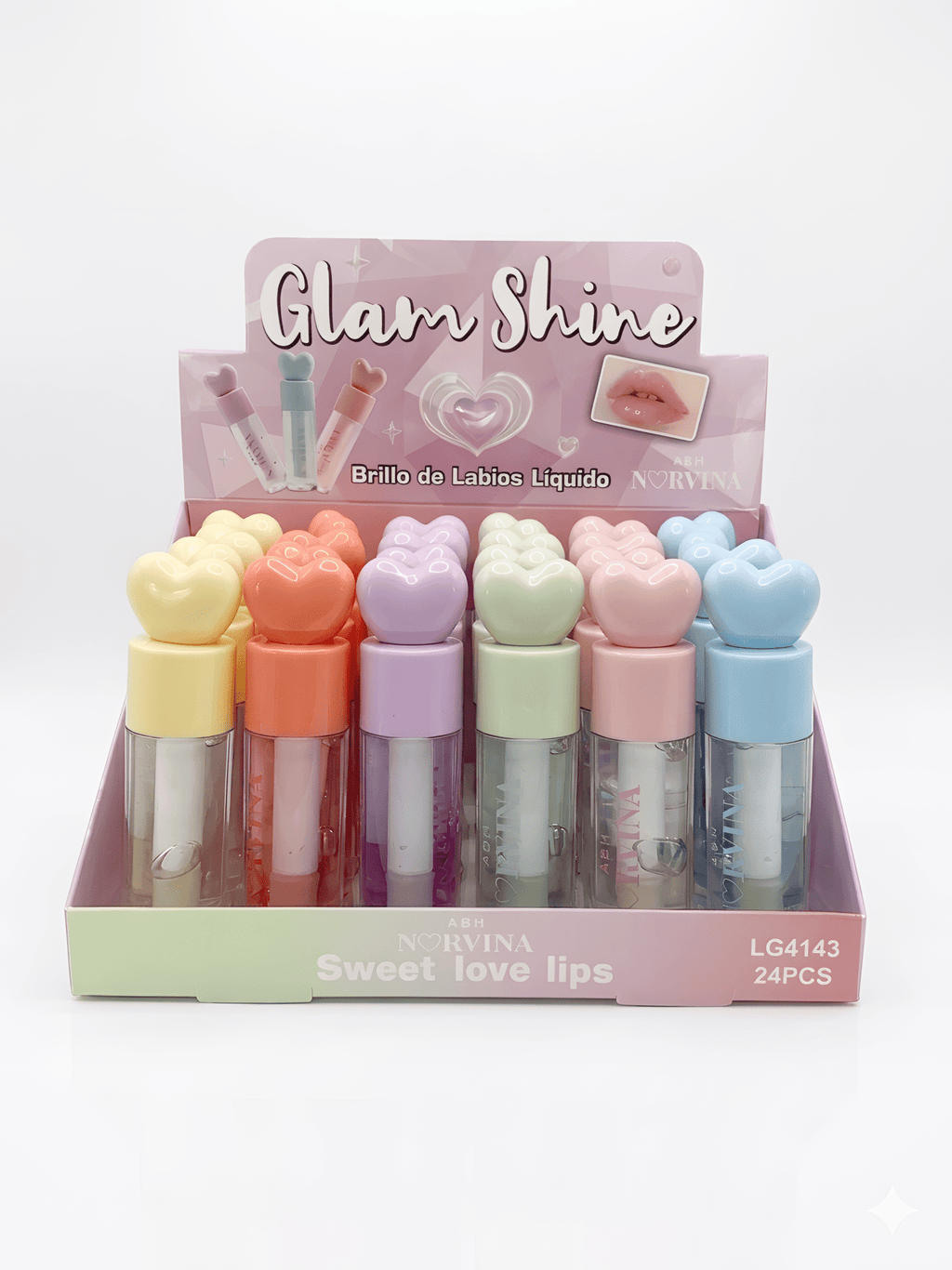 Brillo de Labios Glossy Transparente Tapa Corazón – 24 Piezas Mayoreo - Safiye